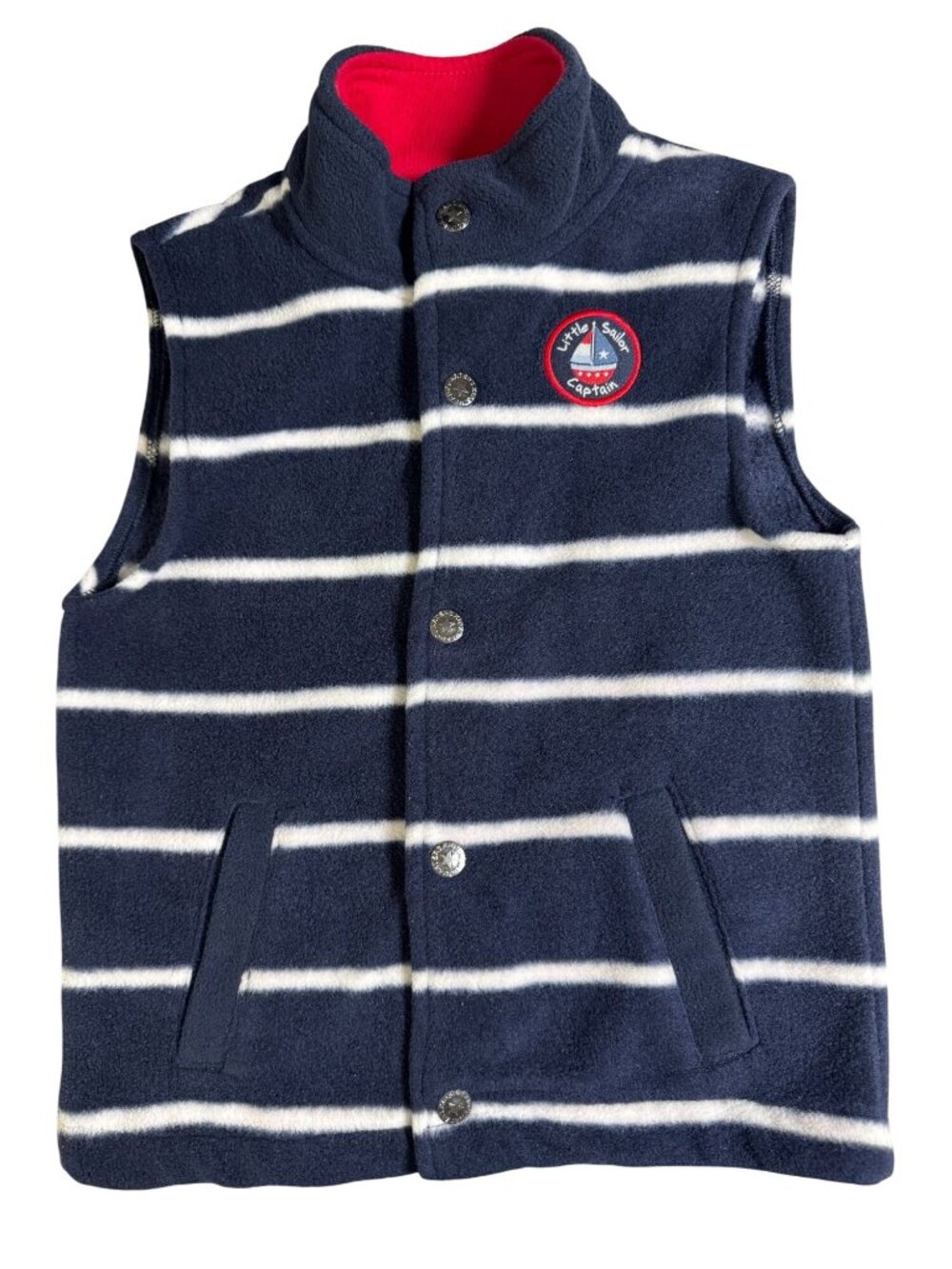 Kids Headquarters Little Sailor Fleece Vest Blue Striped Kids 4T Snap nautical